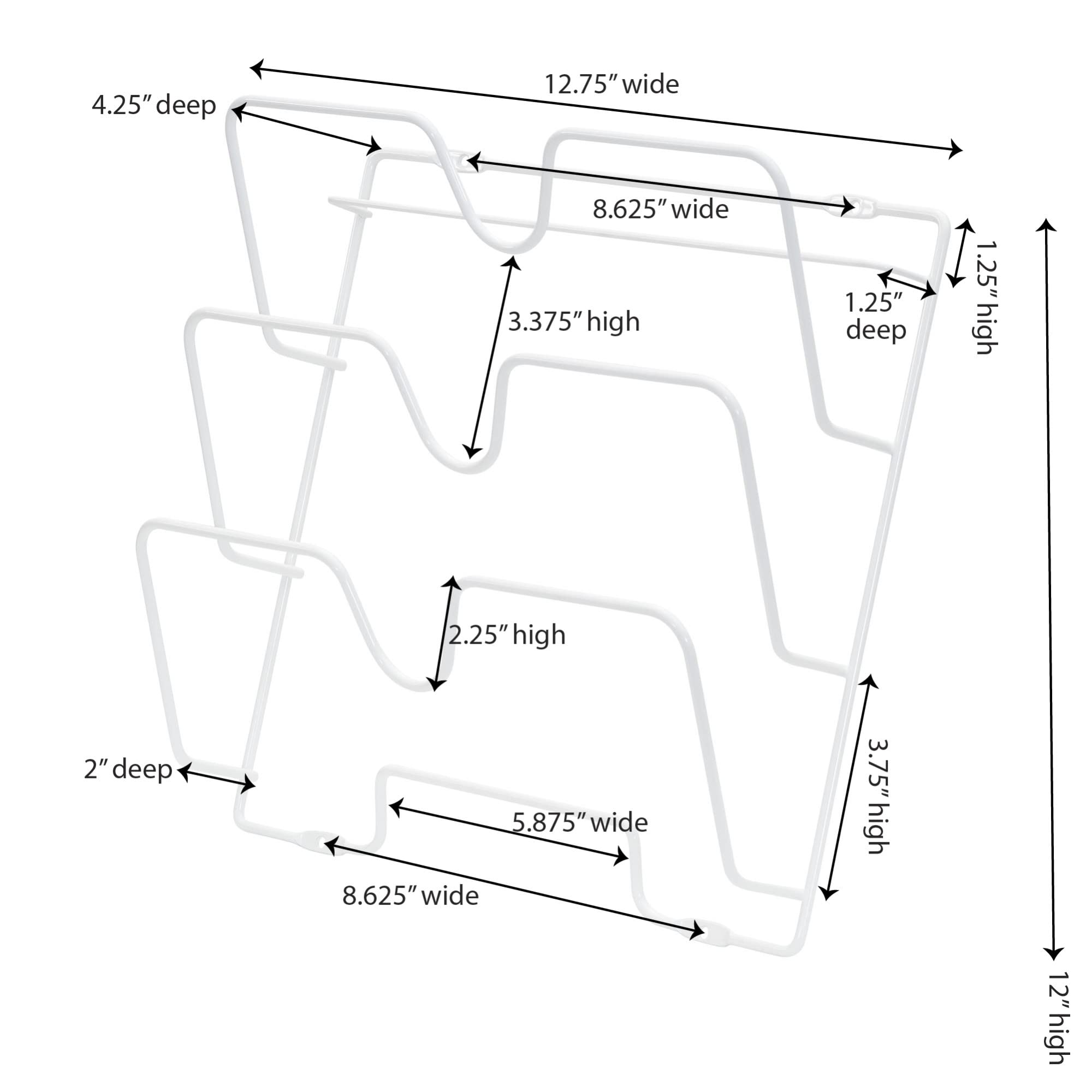 Household Essentials Oversized Cabinet Door Lid Holder, 3 Slots, Steel Wire Frame, White Powder Coating, Easy Installation, Hardware Included, Great for Larger Skillet Lids or Paper Bags
