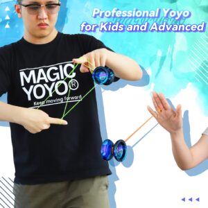 Professional Yoyo Y03-Hertz, Unresponsive Yoyo for Kids/Adults, Pro Aluminum Metal Yo-Yo Ball for Intermediate Advanced + Extra 12 Yoyo Strings + Yoyo Bag + Yo-yo Bearing + Removal Tool (3 Acid Color)