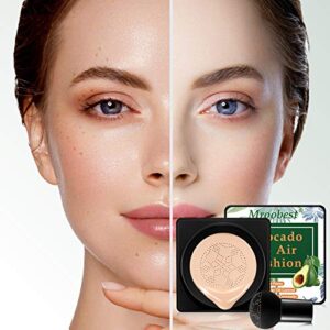 BB Mushroom Air Cushion, Avocado BB/CC Cream, All-Day Lasting Nude Foundation, Even Skin Tone Makeup Base, Easy to Apply, Thin, Moist