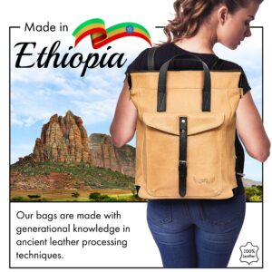 ORNA'S LEATHER ART | SWAN Everyday leather backpack for Women. Practical, Stylish and Spacious Women’s Bag. Real Leather in A Chic Backpack And Contemporary Design, (SAND)