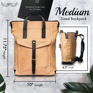 ORNA'S LEATHER ART | SWAN Everyday leather backpack for Women. Practical, Stylish and Spacious Women’s Bag. Real Leather in A Chic Backpack And Contemporary Design, (SAND)