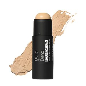 palladio build & blend foundation stick, medium coverage buildable contour stick for face, ultra blendable creamy formula for a natural shine free finish, professional makeup for perfect look, 0.25 ounce (natural beige)