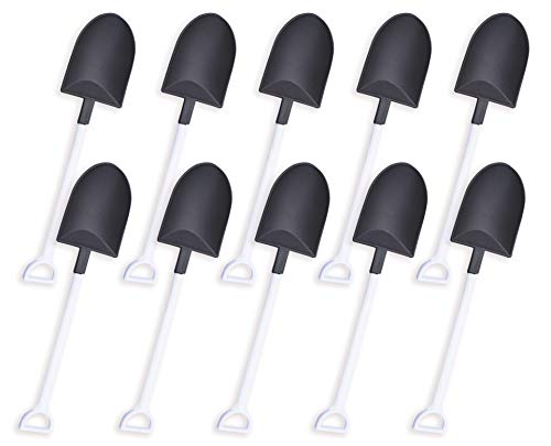 OaaXbbECco Novelty Mini Shovel Shape Spoons Cute Disposable Plastic Dessert Spoons (50 black+white model 2)