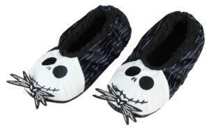 bioworld the nightmare before christmas slippers jack skellington character slipper socks with no-slip sole for women men (large)