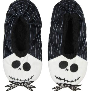 Bioworld The Nightmare Before Christmas Slippers Jack Skellington Character Slipper Socks with No-Slip Sole For Women Men (Large)