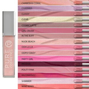 Pure Cosmetics Pure Illumination Lip Gloss with Light and Mirror - Hydrating, Non-Sticky Lanolin Lip Glosses in Push Button LED-Lit Lip Gloss Tube for Easy On-The-Go Application, Girl Crush