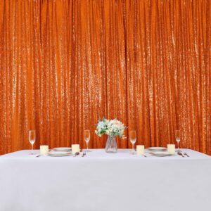 Hahuho Orange Sequin Backdrop Curtain, Halloween Glitter Backdrop Curtain for Parties, Christmas, Wedding, Party Decoration（2 Panels, 2FT x 8FT, Orange