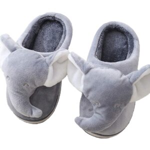 ixiton Adult unisex Winter warm Cartoon animal slippers,Cozy Memory foam Animal-shaped slippers,Cartoon elephant slippers,Indoor And Outdoor Non-slip slippers,5-6,gray