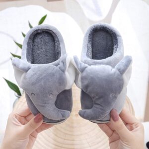 ixiton Adult unisex Winter warm Cartoon animal slippers,Cozy Memory foam Animal-shaped slippers,Cartoon elephant slippers,Indoor And Outdoor Non-slip slippers,5-6,gray