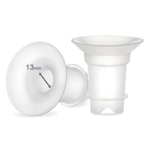 maymom flange insert 13 mm compatible with medela/spectra/momcozy 24 mm shields/flanges. use with medela freestyle and momcozy s9/s11/s12 to reduce nipple tunnel down to 13 mm; 2pc