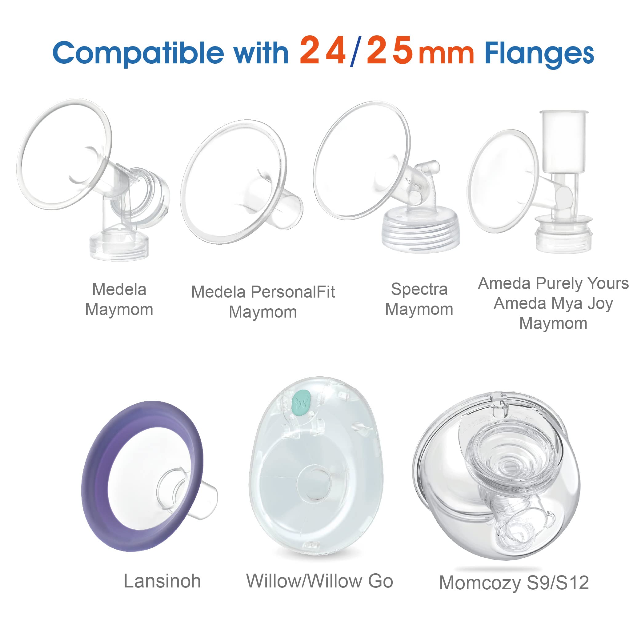 Maymom Flange Insert 13 mm Compatible with Medela/Spectra/Momcozy 24 mm Shields/Flanges. Use with Medela Freestyle and Momcozy S9/S11/S12 to Reduce Nipple Tunnel Down to 13 mm; 2pc