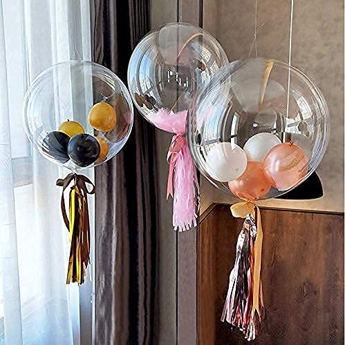 Clear Balloons, Pre Stretched 20" Clear Balloons Transparent 15Pcs Big BoBo Bubble Balloons for Indoor Outdoor Christmas New Year Party Decoration