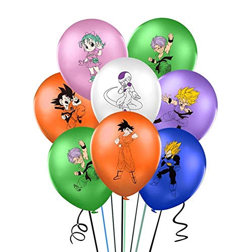 50Pcs Dragon Anime Party Decorations,Dragon Anime Party Banner,Super Saiyan Foil Balloon, Latex Balloon, Cupcake Topper and Cake Topper, Gokuing Party Supplies for kids