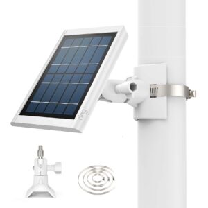 outdoor mount for ring solar panel,ring super solar panel,eufy,wyze,reolink，arlo solar panels,fits 1.96-7.87" pole, tree, cylindri rail, drainage pipe, no punching(white, 1 pack)