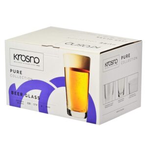 Krosno Wheat Beer Glasses | Set of 6 | 17.9 oz | Pure Collection | Perfect for Home, Restaurants and Parties | Dishwasher Safe