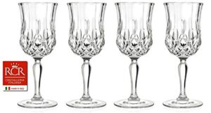 rcr cristalleria italiana crystal glass drinkware set (wine goblet (7.75 oz) - 4 piece)