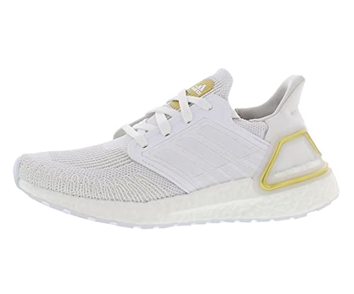 adidas Women's Ultraboost 20 Athletic Running Shoes, White/White/Gold Metallic, 8.5