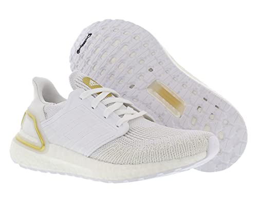 adidas Women's Ultraboost 20 Athletic Running Shoes, White/White/Gold Metallic, 8.5