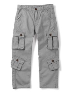 ochenta boys cargo pants 8 pockets casual hiking scout slacks light grey tag 170-11-12 years