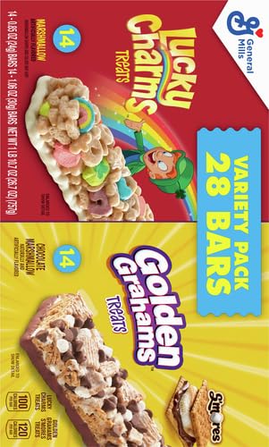 Golden Grahams Lucky Charms Breakfast Cereal Treat Bars Variety Pack, 28 ct