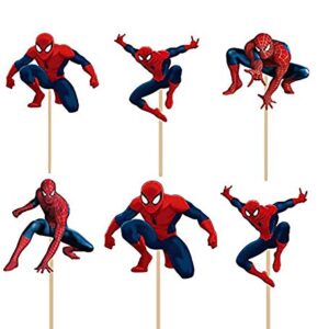 24PCS Spiderman Cupcake Toppers Spiderman Cake Toppers Spiderman. Happy Birthday Party Supplies Pet Cake Decorations for Spiderman fans, Kids Birthday Party