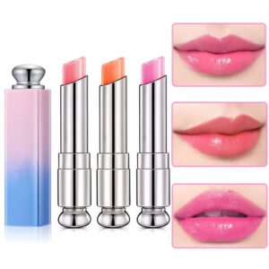 bingbrush 3 pcs color changing change lipstick lip balm,korean magic lipstick color change changing lip tint tinted stain gloss balm long lasting waterproof moisturizer lipstick set for women