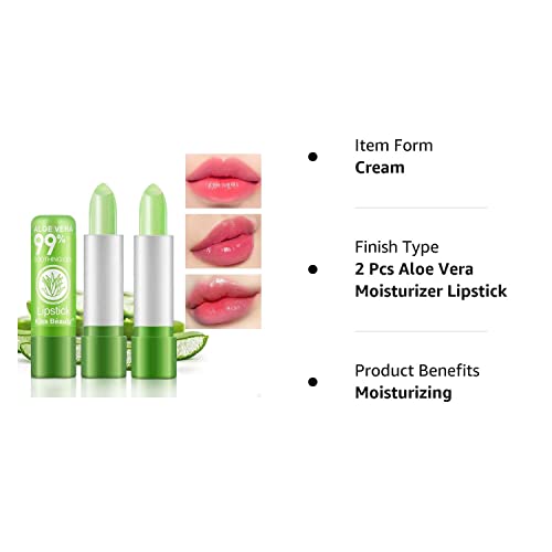 BINGBRUSH 3 Pcs Aloe Vera Color Changing Lipstick Queen,Long Lasting Lip Care Nutritious Plumper Lip Balm Moisturizer Magic PH Temperature Color Change Lip Gloss Makeup Set for Women