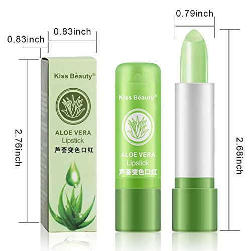 BINGBRUSH 3 Pcs Aloe Vera Color Changing Lipstick Queen,Long Lasting Lip Care Nutritious Plumper Lip Balm Moisturizer Magic PH Temperature Color Change Lip Gloss Makeup Set for Women