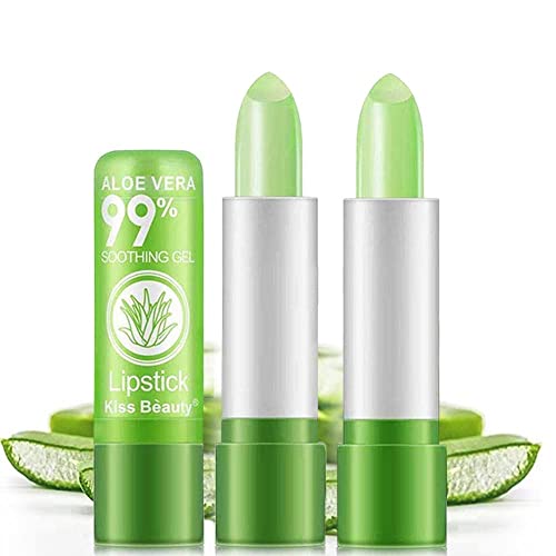 BINGBRUSH 3 Pcs Aloe Vera Color Changing Lipstick Queen,Long Lasting Lip Care Nutritious Plumper Lip Balm Moisturizer Magic PH Temperature Color Change Lip Gloss Makeup Set for Women