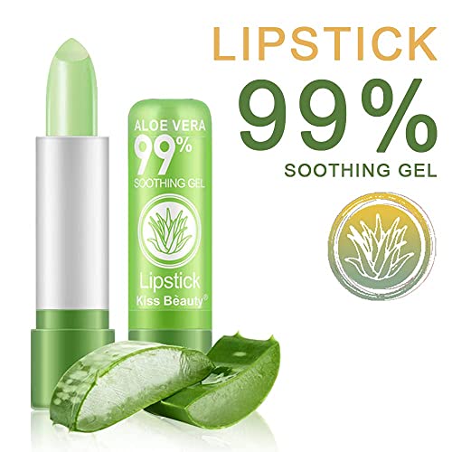 BINGBRUSH 3 Pcs Aloe Vera Color Changing Lipstick Queen,Long Lasting Lip Care Nutritious Plumper Lip Balm Moisturizer Magic PH Temperature Color Change Lip Gloss Makeup Set for Women