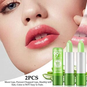 BINGBRUSH 3 Pcs Aloe Vera Color Changing Lipstick Queen,Long Lasting Lip Care Nutritious Plumper Lip Balm Moisturizer Magic PH Temperature Color Change Lip Gloss Makeup Set for Women