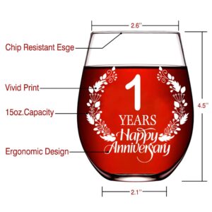 Perfectinsoy 1 Years Happy Anniversary Wine Glass, 1th Anniversary Wedding Gift For Mom, Dad, Wife, Couple, Soulmate, Woman, Sister, Bday Party Decorations, Funny Vintage Aged To Perfection