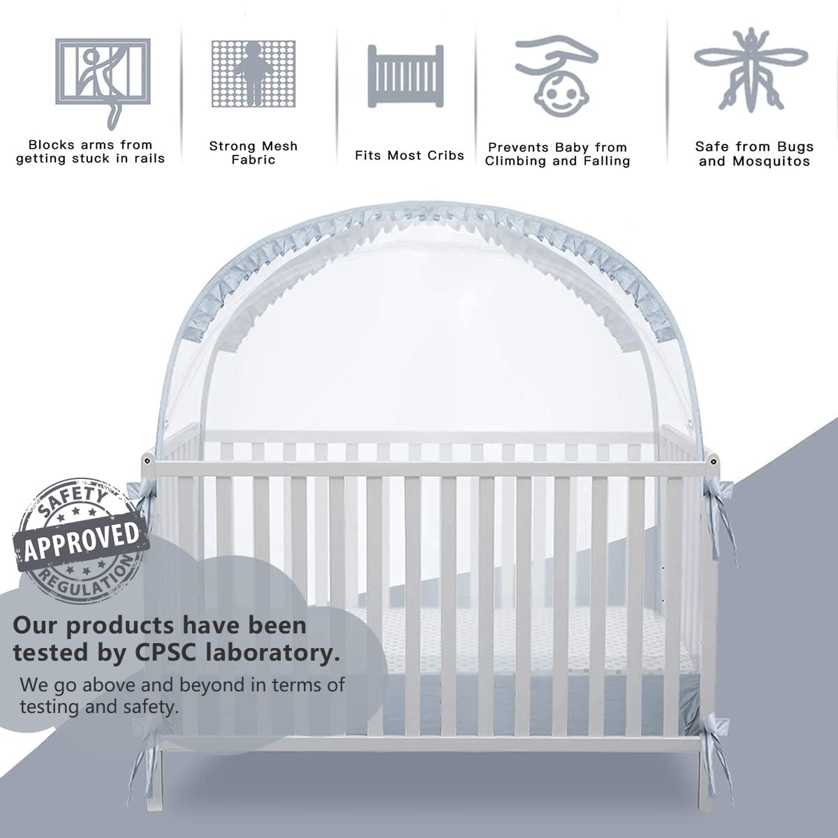 L RUNNZER Baby Crib Tent Crib Net to Keep Baby in, Pop Up Crib Tent Canopy Keep Baby from Climbing Out