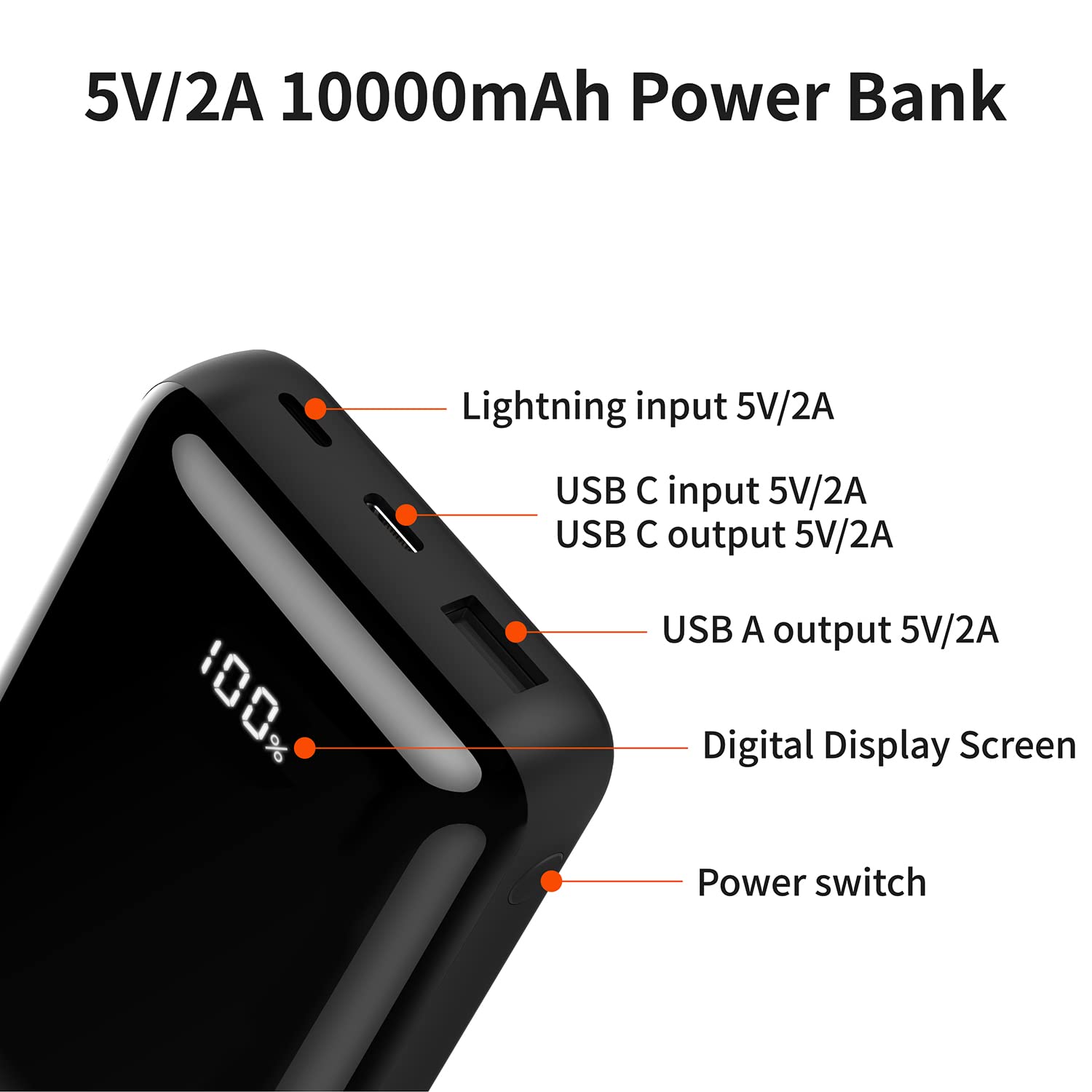 OKZU 5V 2A Power Bank for Heated Vest, Jacket, Stadium Seats, Chair Battery Pack, 10000mAh Packet Size LED Display Portable Charge for Heated Clothing, USB Heated Blanket, Coat