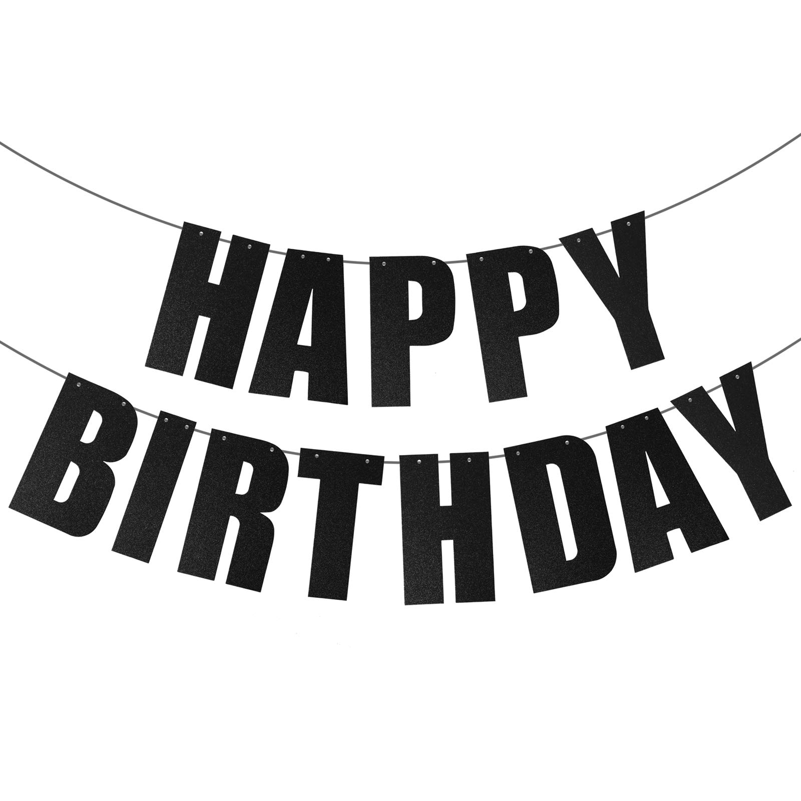 Black Happy Birthday Banner for Birthday Party Decorations Supplies