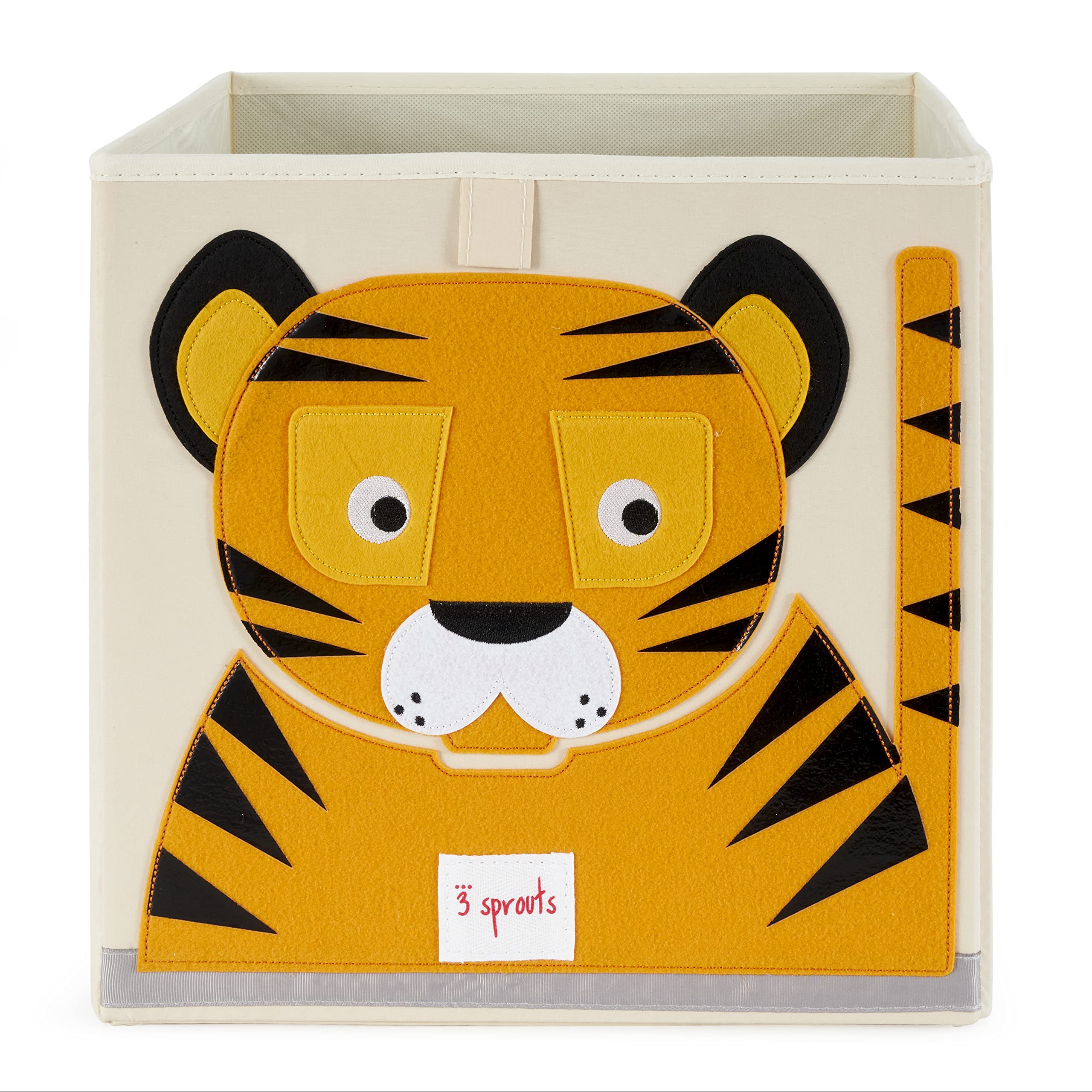 3 Sprouts Large 13 Inch Square Children's Foldable Fabric Storage Cube Organizer Box Soft Toy Bin, Panda Bear and Friendly Tiger (2 Pack)