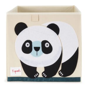 3 Sprouts Large 13 Inch Square Children's Foldable Fabric Storage Cube Organizer Box Soft Toy Bin, Panda Bear and Friendly Tiger (2 Pack)