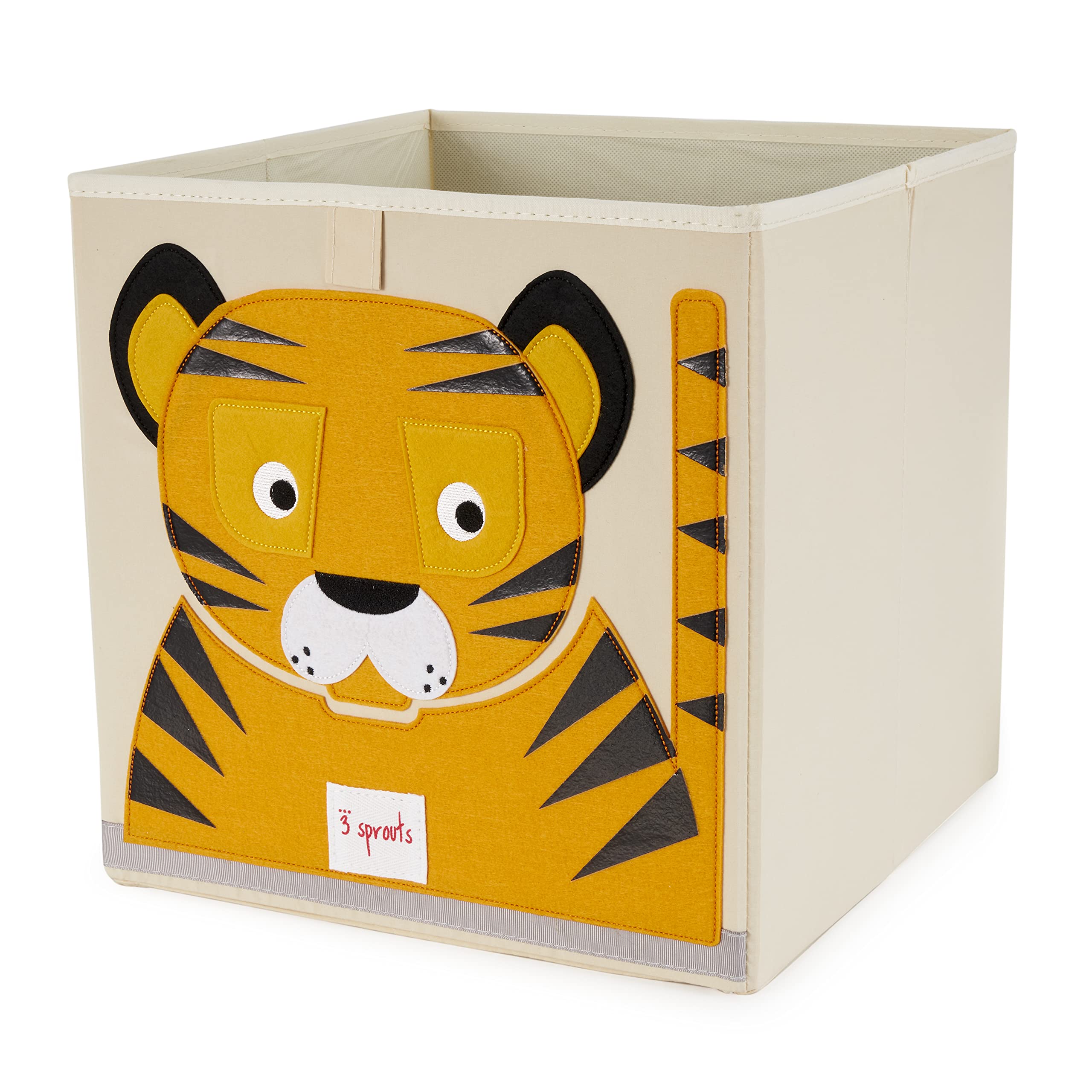 3 Sprouts Large 13 Inch Square Children's Foldable Fabric Storage Cube Organizer Box Soft Toy Bin, Panda Bear and Friendly Tiger (2 Pack)