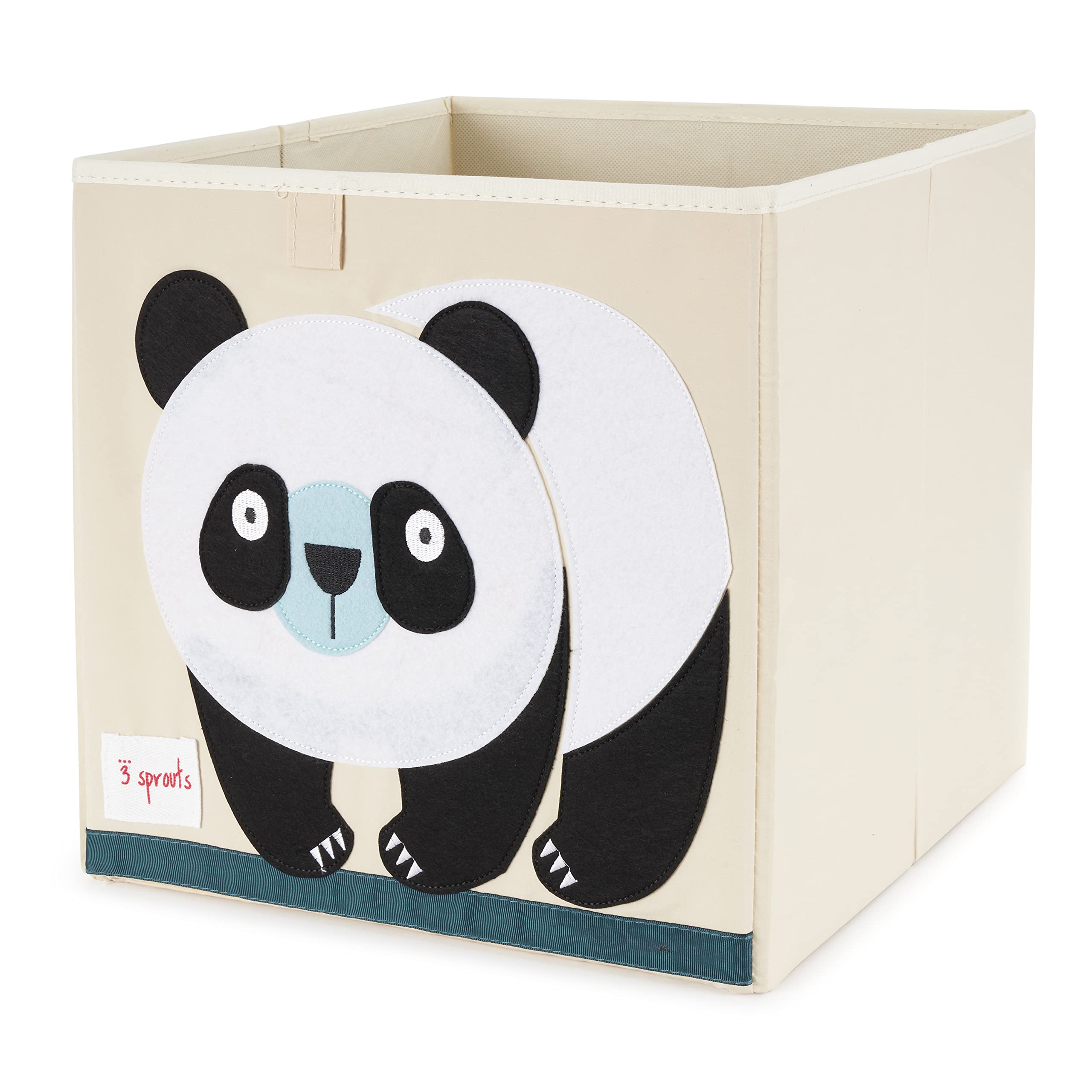 3 Sprouts Large 13 Inch Square Children's Foldable Fabric Storage Cube Organizer Box Soft Toy Bin, Panda Bear and Friendly Tiger (2 Pack)