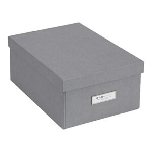 bigso karin collapsible storage box | photo storage box with labelframe for easy identification | simple assembly without tools | decorative storage boxes with lids | 8.9? x 12.4? x 5.4? | gray
