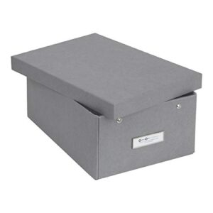 Bigso Karin Collapsible Storage Box | Photo Storage Box with Labelframe for Easy Identification | Simple Assembly without Tools | Decorative Storage Boxes with Lids | 8.9? x 12.4? x 5.4? | Gray