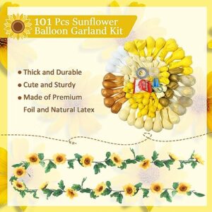 Ouddy Party 101Pcs Sunflower Baby Shower Decorations for Girls Boys Sunflower Balloons Garland Arch Kit Yellow Balloons with You Are My Sunshine Banner Sunflower Vine for Sunflower Party Decorations