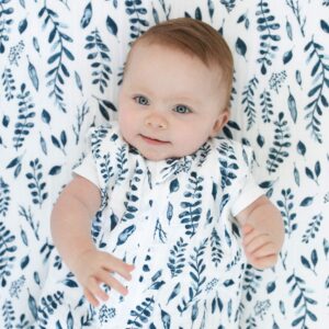 Bebe au Lait Premium Muslin Bedtime Sleeper, 12 - 24 Months - Blue Leaves