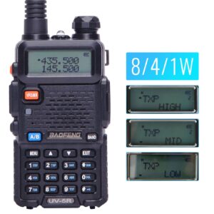 BaoFeng UV-5R 8 Watt High Power VHF UHF Dual Band Two Way Radio Tri-Power 8/4/1W Portable Radio with one More 3800mAh Battery,Speaker, Antenna, USB Program Cable and Earpiece