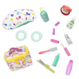 glitter girls – travel bag & styling set – handbag, 2 hair elastics, and fun toiletries – 14-inch doll accessories for kids ages 3 and up – children’s toys