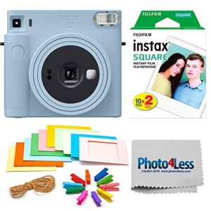 fujifilm instax square sq1 glacier blue instant camera + fuji instax square instant film + accessory bundle