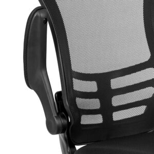 EMMA + OLIVER Black Mesh Sled Base Side Reception Chair with Flip-Up Arms-Office Waiting Room