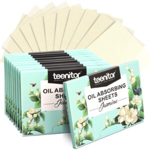 teenitor 1000 counts oil absorbing sheets, oil blotting paper, oil absorbing tissues, face facial natural oil control film blotting for oily skin care men women-jasmine