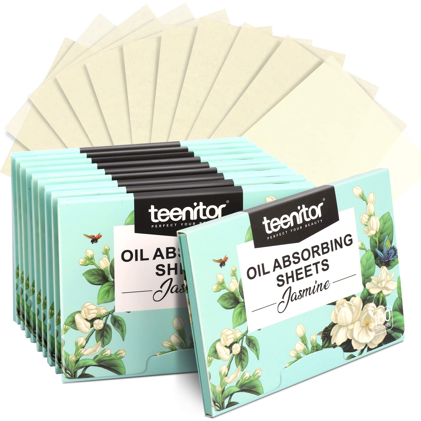 Teenitor 1000 Counts Oil Absorbing Sheets, Oil Blotting Paper, Oil Absorbing Tissues, Face Facial Natural Oil Control Film Blotting for Oily Skin Care Men Women-Jasmine