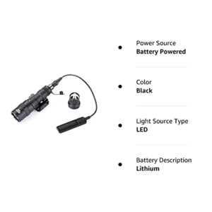 Assletes Weapon Light Picatinny Flashlight Constant and Momentary Output Flashlight with Pressure Switch 20mm Mount Rail Flashlight